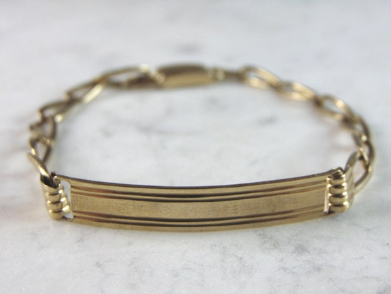 Mens Vintage Estate 10k Yellow Gold Chain Link ID… - image 1