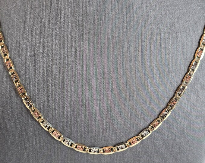 Womens Vintage Estate 14k Mixed Gold Chain Link Necklace 14.3g E7891