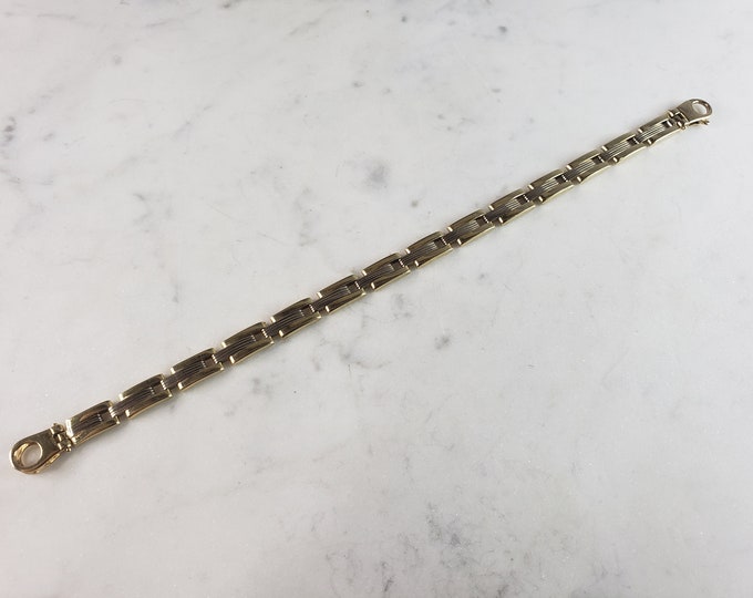 Mens Vintage Estate 14K Yellow & White Gold Chain Link Bracelet 18.3g E3275