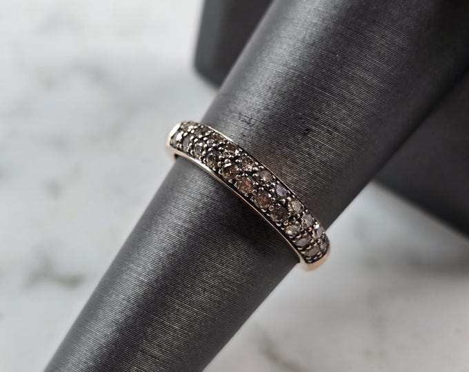 Womens Vintage Estate 14k Rose Gold Brown Diamond Ring 3.0g #E5508
