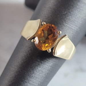 Womens Vintage Estate 14K Yellow Gold Citrine Ring 3.4g #E6603