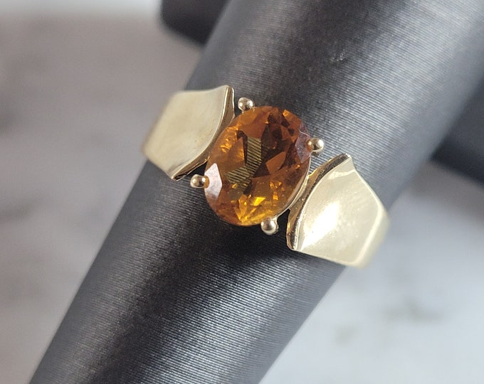 Womens Vintage Estate 14K Yellow Gold Citrine Ring 3.4g #E6603