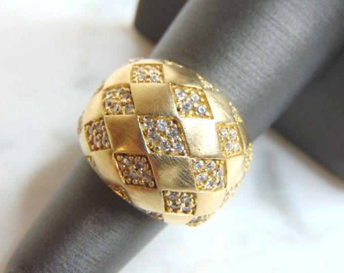 Womens Vintage Estate Sterling Silver CZ Ring 12.2g E5182