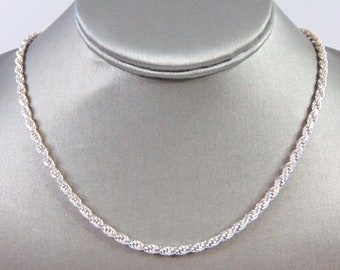 Womens Vintage Estate Sterling Silver Italian Rope Necklace 44.0g E2725