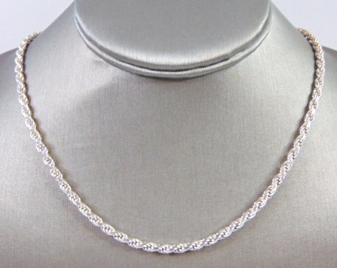 Womens Vintage Estate Sterling Silver Italian Rope Necklace 44.0g E2725