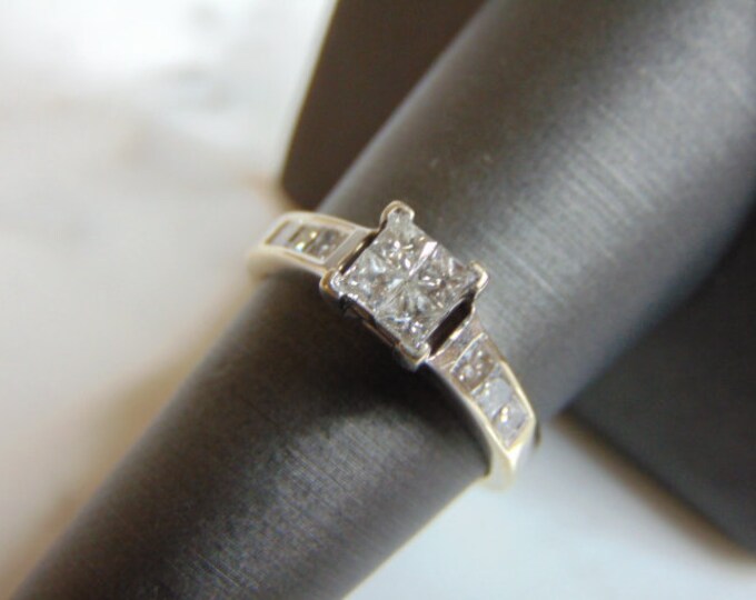 Womens Vintage Estate 14K White Gold Diamond Engagement Ring, 3.9g E3355