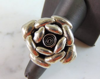 Womens Vintage Estate Sterling Silver Rose Ring 15.1g E2056