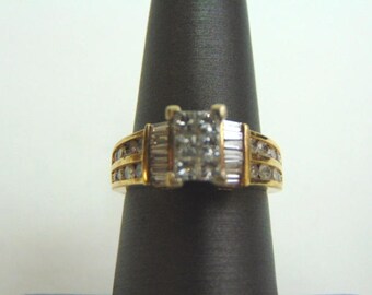 Adorável anel feminino vintage Estate 14K com diamante em ouro amarelo 6,8g E3563