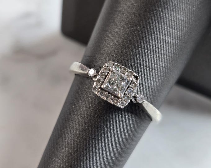 Womens Vintage Estate Sterling Silver Diamond Ring 1.9g #E4429