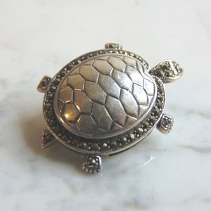 Womens Vintage Estate .925 Sterling Silver Turtle Tortoise Brooch 14.3g E1509