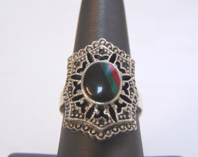 Womens Vintage Estate Sterling Silver Southwestern, Native American Zuni Ring 7.4g E1552