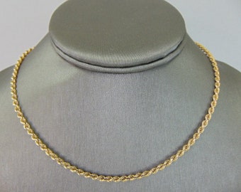 Womens Vintage Estate 14K Yellow Gold Rope Choker Necklace 11.8g E5065