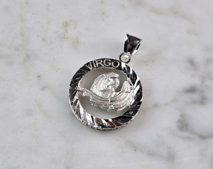 Womens Vintage Estate Sterling Silver Zodiac Virgo Pendant 4.1g E2398