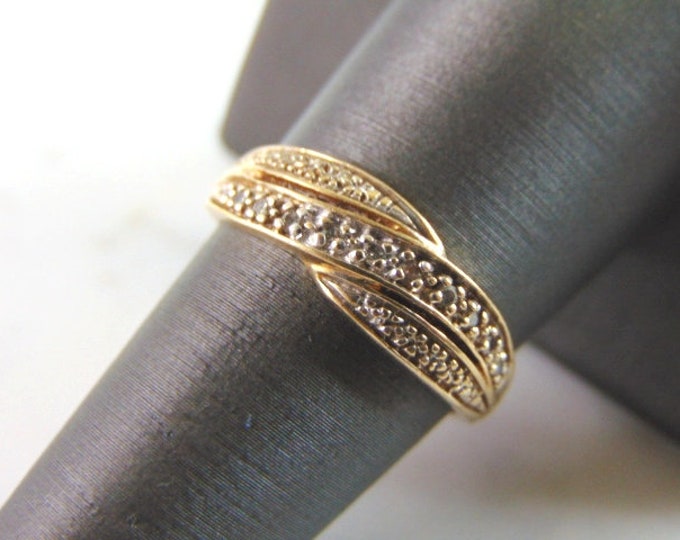 Womens Vintage Estate 14K Yellow Gold Diamond Ring 2.9g E2796