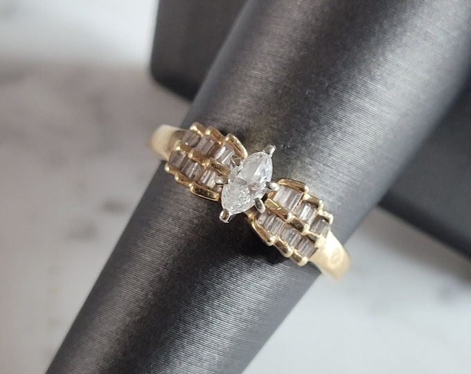 Womens Vintage Estate 14K Yellow Gold Diamond Ring, 3.6g E6774