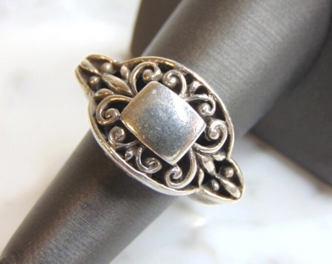 Womens Vintage Estate Sterling Silver Filigree Ring 10.2g E5111