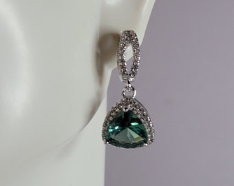 Womens Sterling Silver Modernist CZ Earrings 5.4g E2893