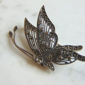Womens Vintage Estate Sterling Silver Butterfly Brooch 8.4g E5435