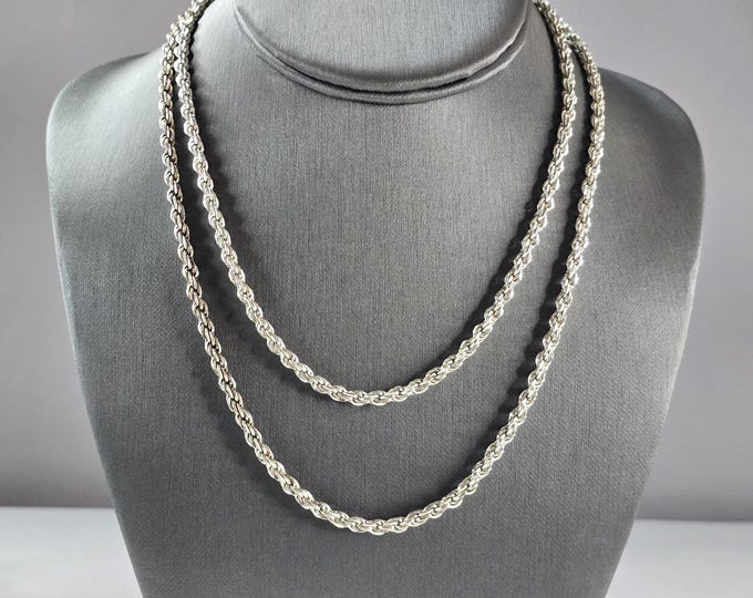 Womens Vintage Estate Sterling Silver 36" Italian Rope Necklace 40.5g E1161