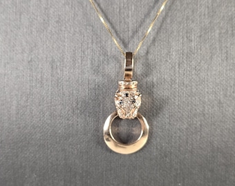 Womens 14K Yellow & Rose Gold Diamond Panther Pendant Necklace 5.6g E4390