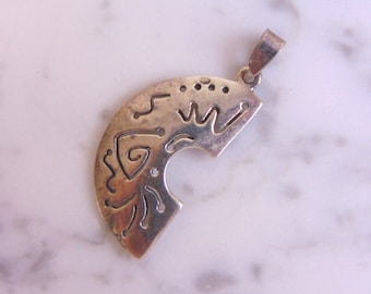 Womens Vintage Estate Sterling Silver Modernist Pendant 5.2g #E4417