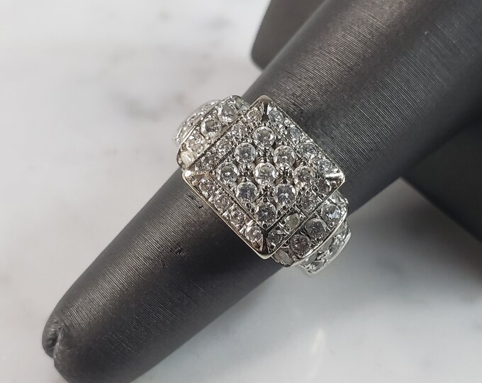 Womens Vintage Estate 14K White Gold Diamond Ring 12.4g E2926