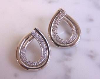 Womens Vintage Estate Sterling Silver Earrings w/ CZ Stones 8.0g #E4400