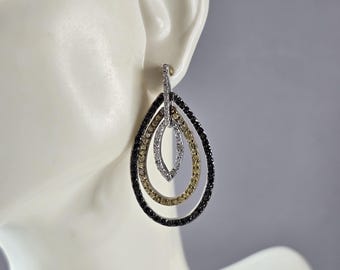 Womens Vintage Estate Sterling Silver Modernist Earrings 11.1g E3005
