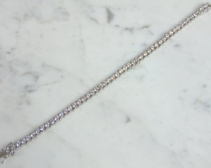 Womens Vintage Estate Sterling Silver CZ Bracelet 15g E5980