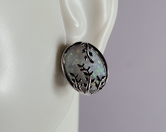 Womens Sterling Silver Modernist Opal Earrings 4.4g E2869