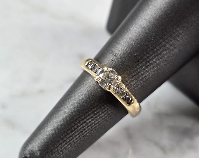 Womens Vintage Estate 14K Gold Krementz Diamond Ring, 4.6g E7241