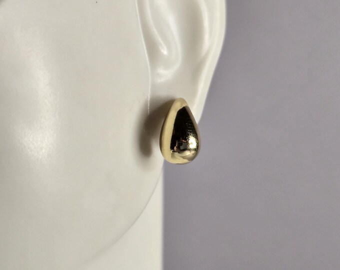 Womens Vintage Estate Sterling Silver Gold Tone Kidney Stud Earrings 2.0g E4359