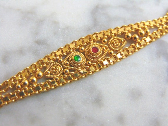 Womens Vintage Estate 22K Yellow Gold Filigree Em… - image 4