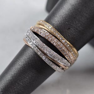 Womens Vintage Estate 14k Tri Gold Pave Diamond EFFY Ring 5.9g E3444