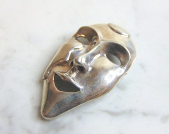 Womens Vintage Estate Sterling Silver Phantom Opera Mask Brooch 18.3g E1518