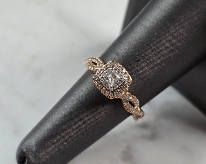 Womens Vintage Estate 10K Rose Gold Diamond Ring 2.9g E5573