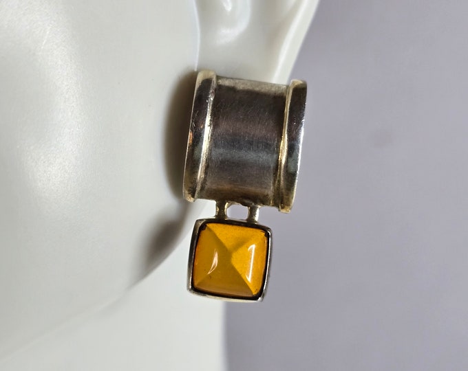 Womens Vintage Estate Sterling Silver Modernist Earrings 8.2g E7248