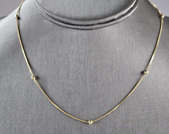 Womens Vintage Estate 14K Yellow Gold Beaded Chain Necklace 2.3g E4921