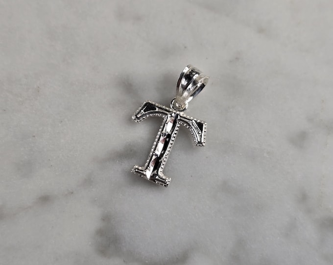 Womens Sterling Silver Initial Letter " T " Pendant 0.3g E4865
