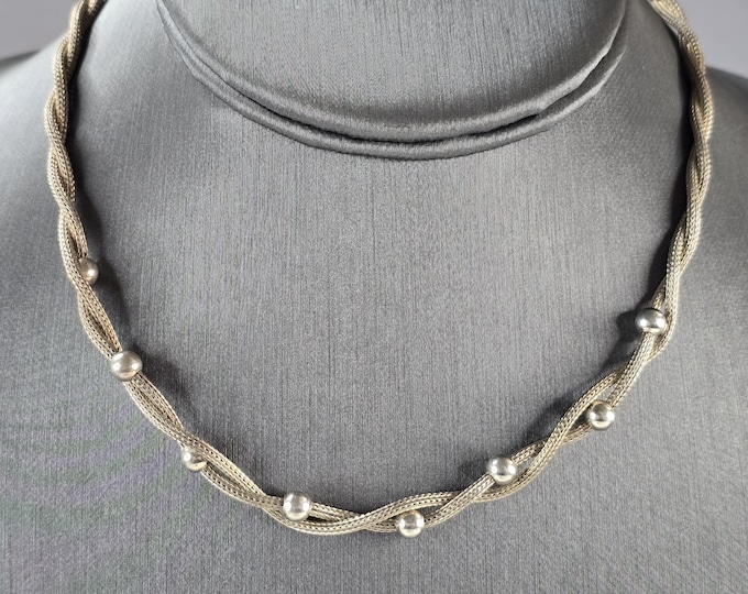 Womens Vintage Estate Sterling Silver Italian Mesh Necklace 11.6g E7477