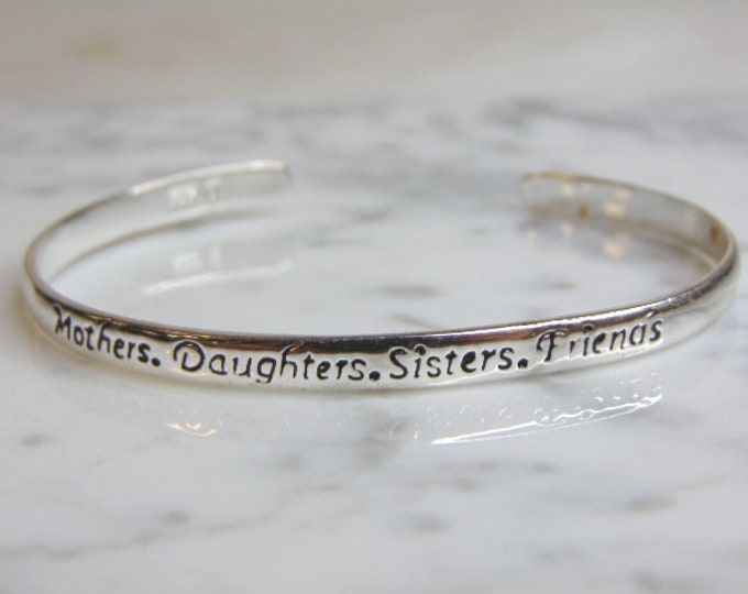 Womens Vintage Estate Sterling Silver "Mothers" Cuff Bracelet 12.1g E5014
