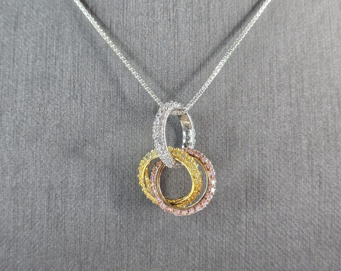 Womens Vintage Estate Sterling Silver Modernist Trinity Necklace 6.5g E7561