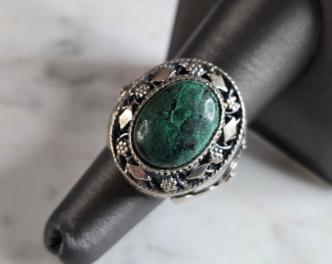 Womens Vintage Estate Sterling Silver Chrysocolla Ring 13.2g E7614