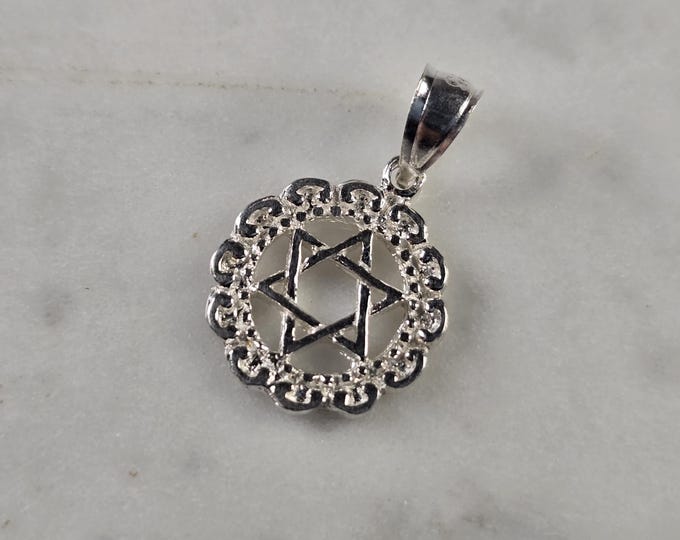 Sterling Silver Jewish Judaica Star of David Pendant, 1.2g E4757