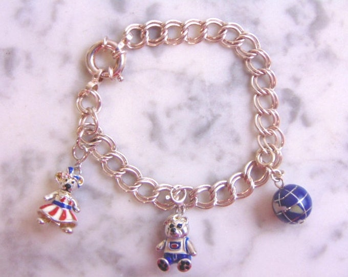 Womens Vintage Sterling Silver Charm Bracelet made in Italy, 22.1g #E4111
