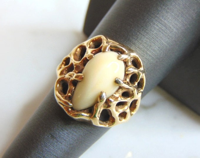 Womens Vintage Estate 14K Yellow Gold Bone Ring 9.5g E5323