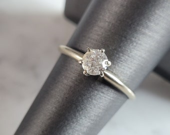 Womens Vintage Estate 14k White Gold Diamond Engagement Ring 1.8g #E6778