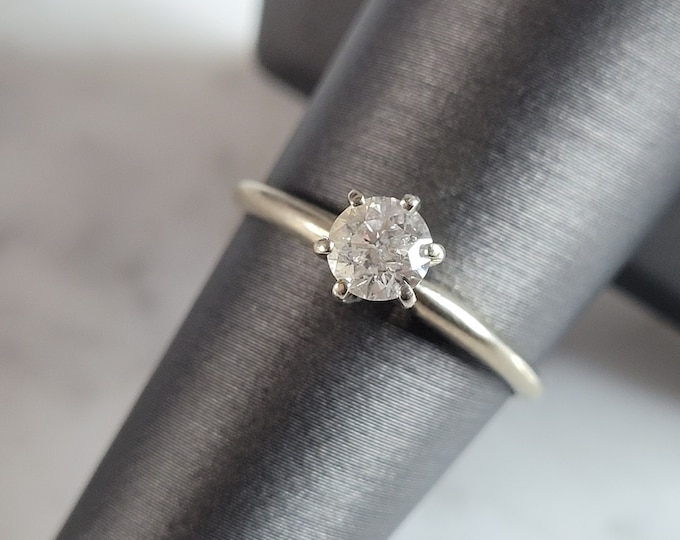 Womens Vintage Estate 14k White Gold Diamond Engagement Ring 1.8g #E6778