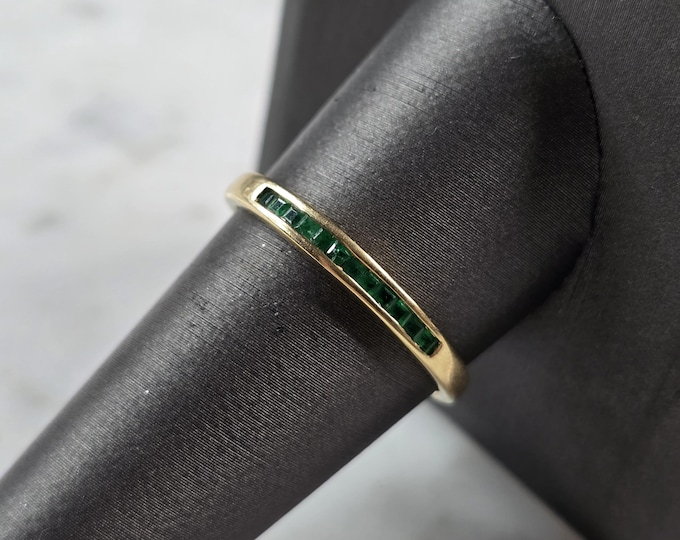 Womens Vintage Estate 14K Yellow Gold Emerald Ring 1.7g E7153