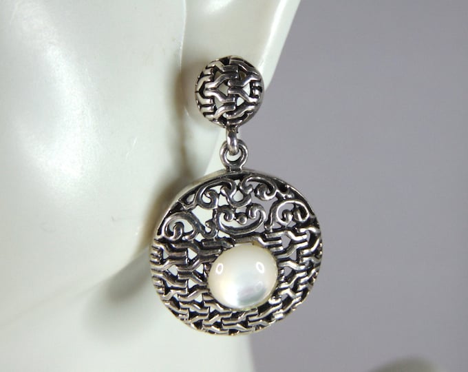 Womens Vintage Estate Sterling Silver Modernist Earrings 7.3g E3204